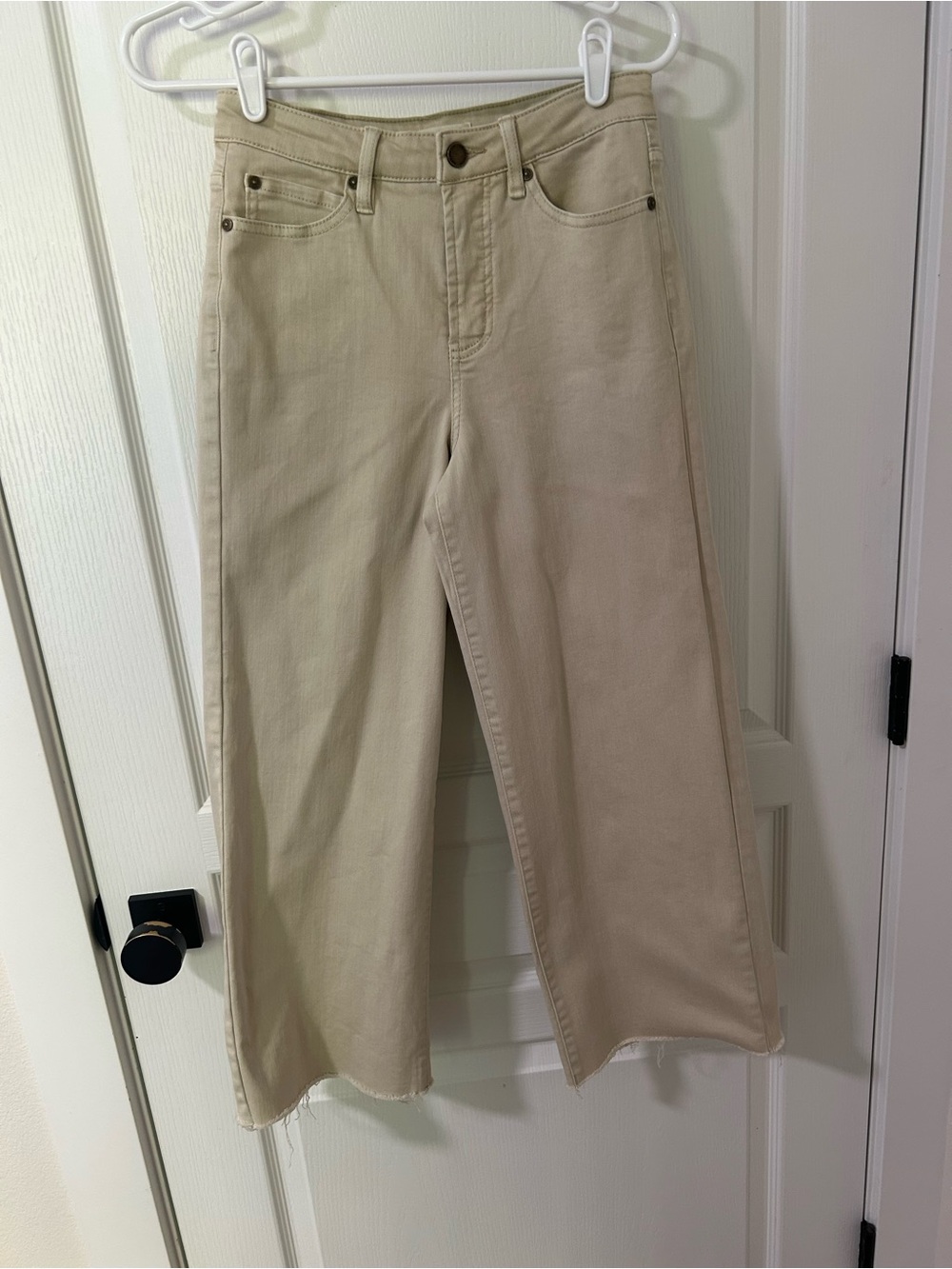 OAT New York High Rise Wide Leg Cropped Jeans Raw Hem
